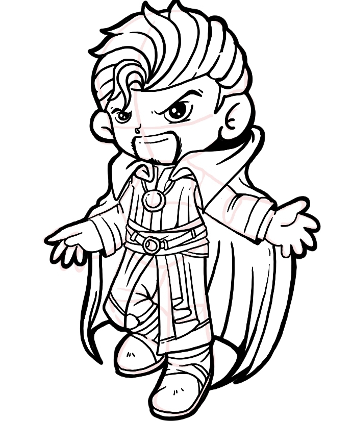 5 easy steps to draw chibi Dr Strange characters - DIGIBLON