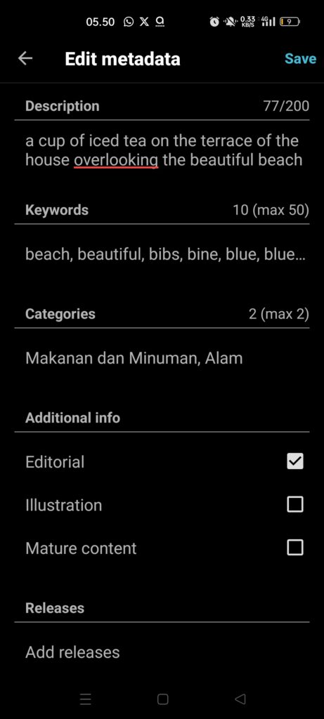 cara Mengisi diskripsi disgutter stock